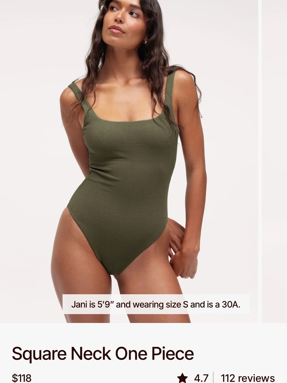 nuuds Olive Green Square Neck One-Piece